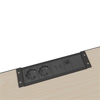 Outlet Strip - 2 eluttag typ F, 2 USB-A laddare, 1 data, svart